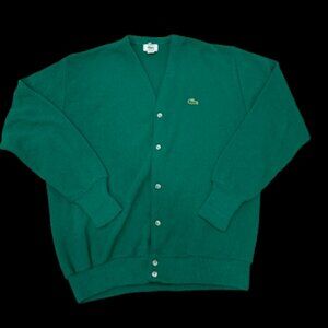 Vintage Lacoste Green Knit Cardigan – 90s Classic